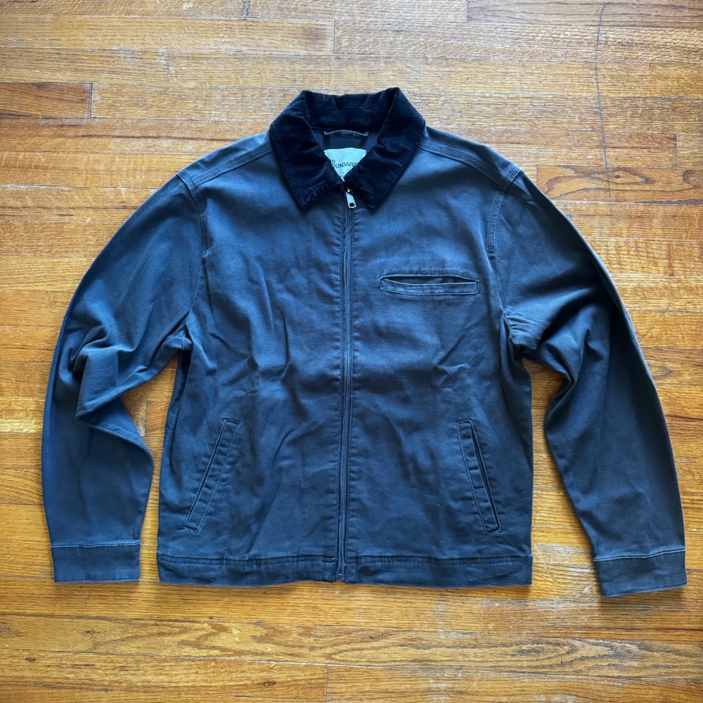 No Boundaries Mens Jacket Dark Gray Corduroy Collar Full Zip Size M‎